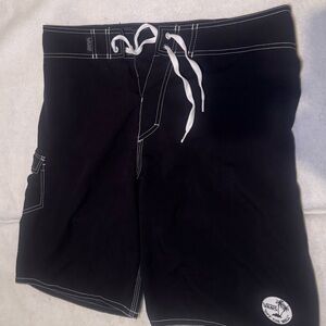 Vans Mens Off The Wall Boardshorts Black with White Contrast Stitching Size 32